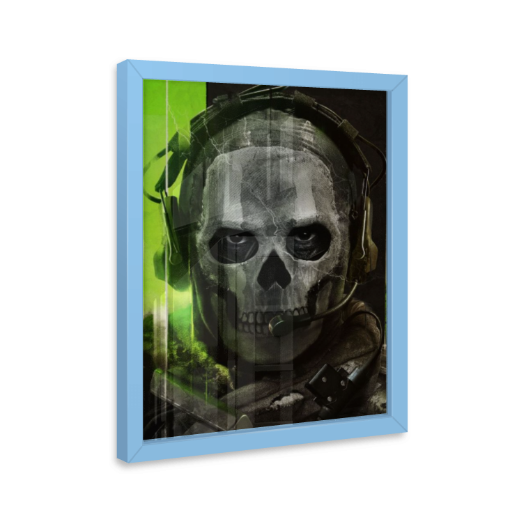 Quadro Ghost Call of Duty – Decoração Gamer com Moldura de Madeira