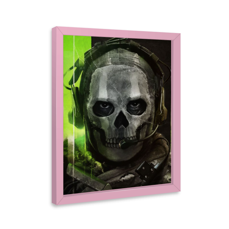 Quadro Ghost Call of Duty – Decoração Gamer com Moldura de Madeira